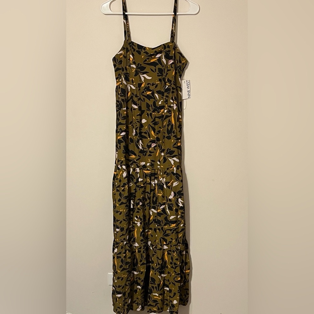 Nine West Olive and Black Floral Dress